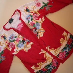 'Cullinane' Hand-Knitted Floral Cardigan Sweater